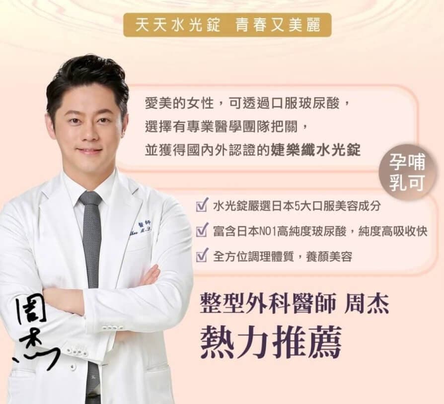 婕樂纖水光錠 獲 周杰 醫師熱力推薦